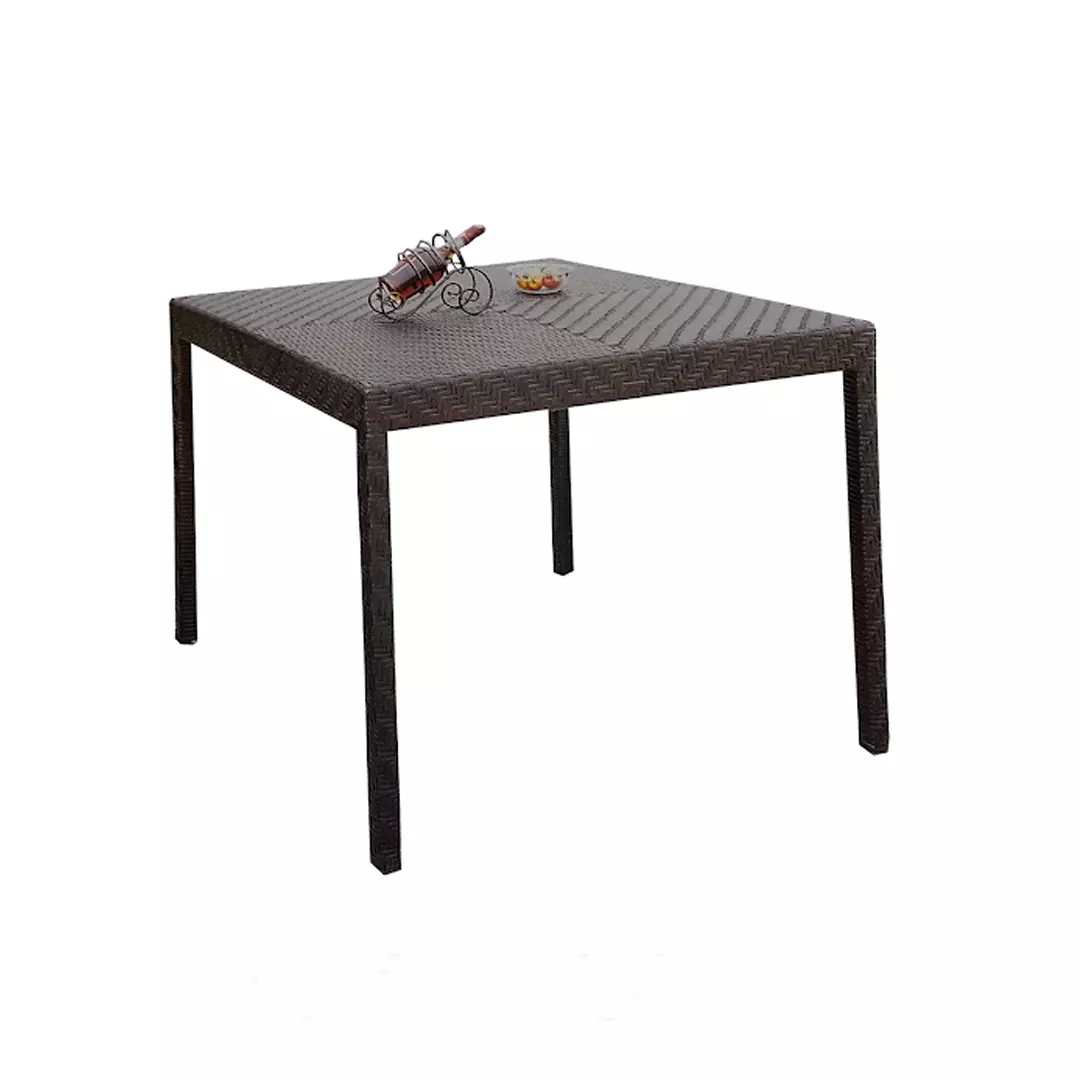 MESA DE ALUMINIO C/ VIDRIO Y RATAN