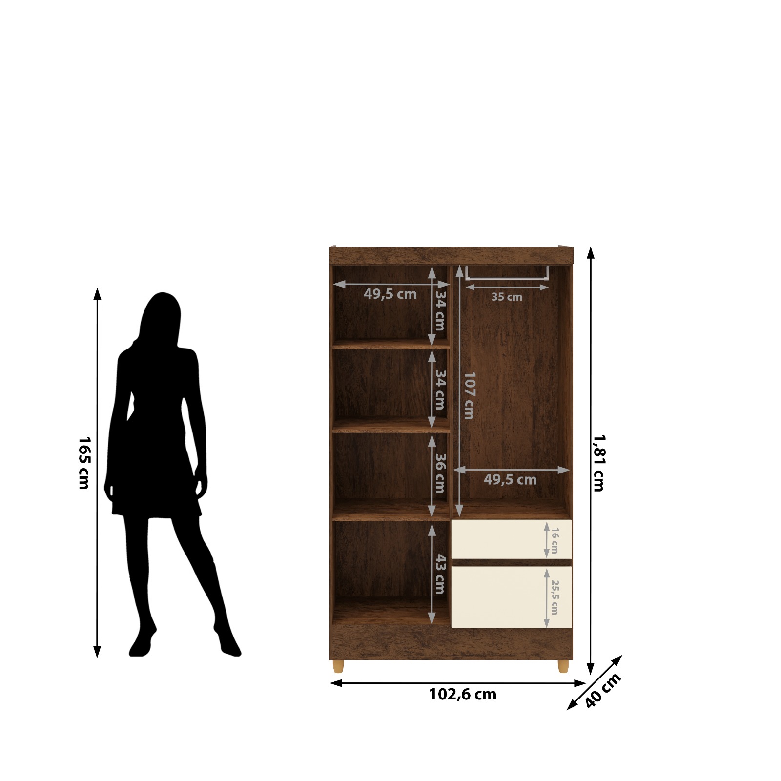 ROPERO IDEAL PLUS 4P IMBUIA CHAMPAGNE